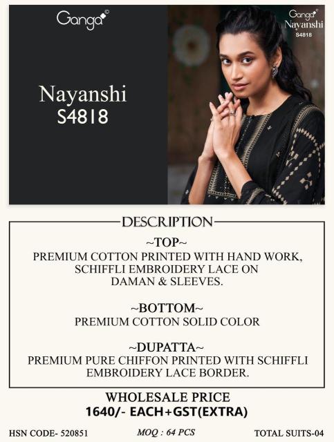 Ganga nayanshi 4818 cotton dress material wholesale
